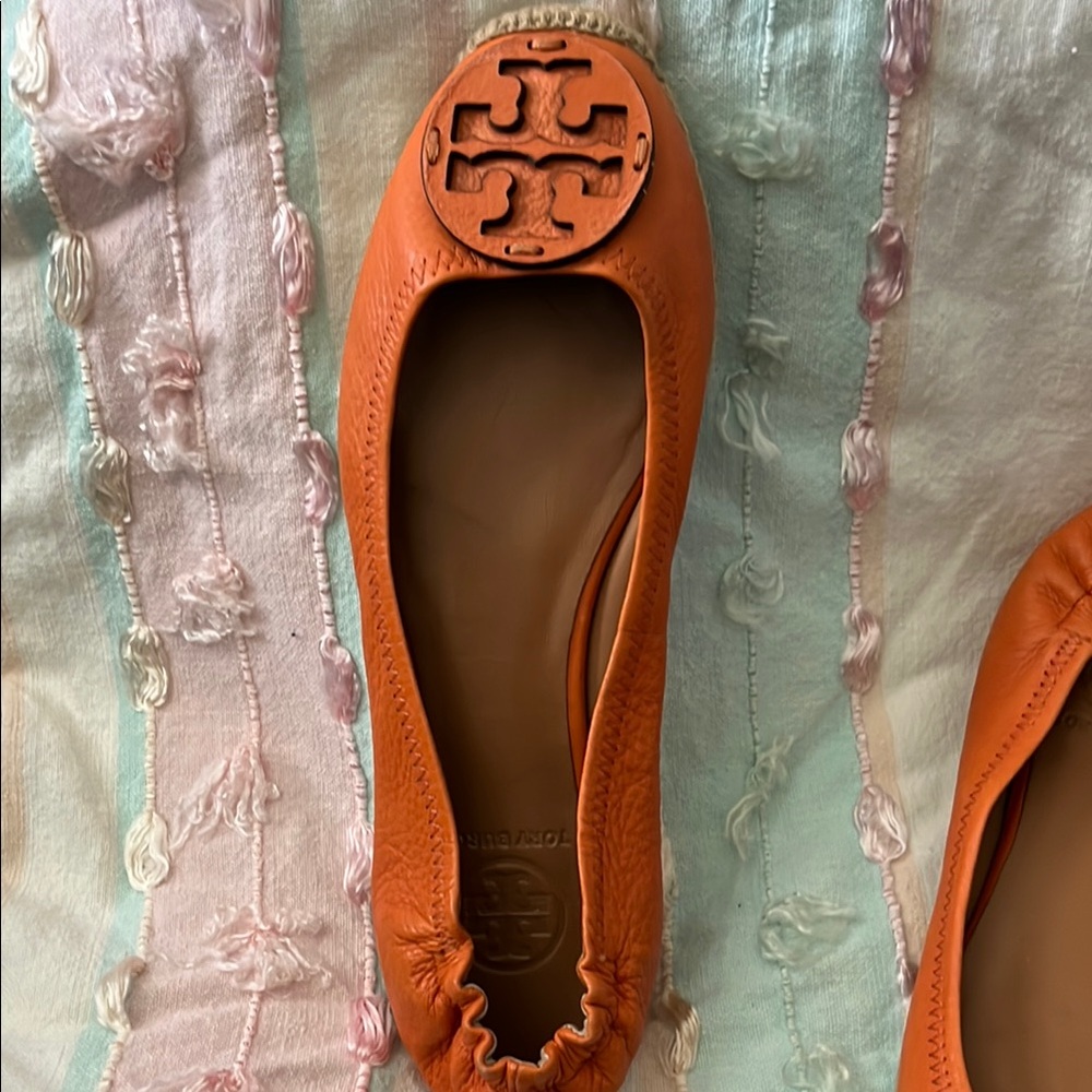 Tory Burch Orange Leather Flats